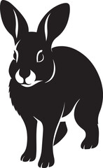 Rabbit silhouette black and white minimal, Bunny sitting peaceful profile silhouette