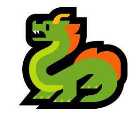 Green Dragon On White Background 