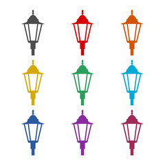Street lantern icon isolated on white background. Set icons colorful