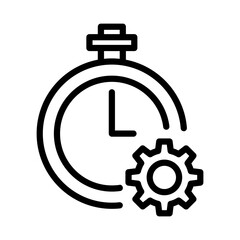 Stopwatch outline icon. Time management icon isolated on white background. Transparent background, minimalist symbol. Vector images