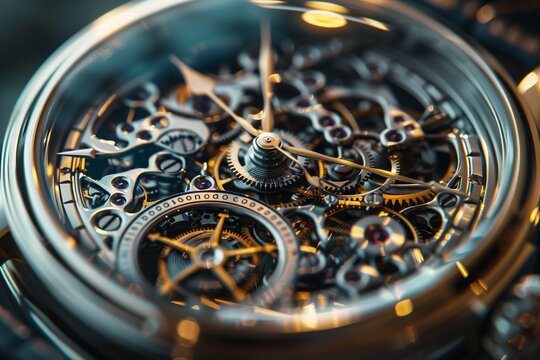 Close-up of a beautifully crafted mechanical watch with intricate gears and details showcasing precision engineering.