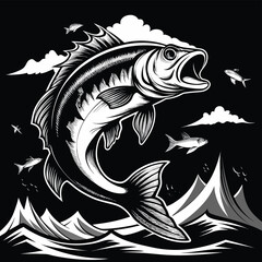 Fototapeta premium black and white fish