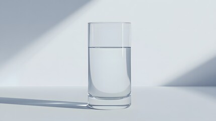Half-full glass of water on a plain background.