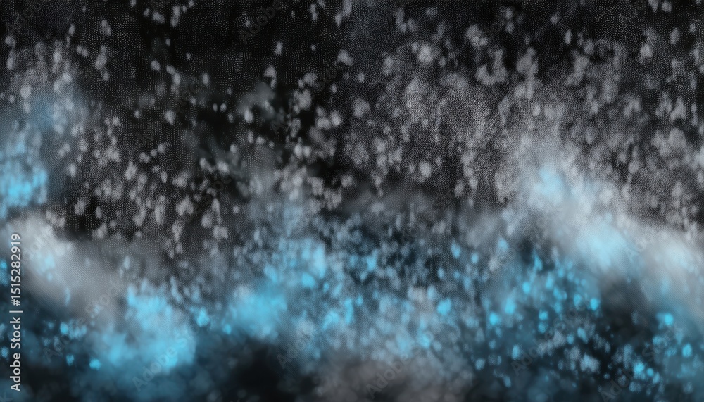 Leinwandbilder  abstract particle cloud with dynamic blue mist and soft white bokeh on dark background for web design, digital branding, or modern print media texture