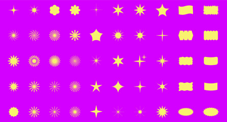 Vector Abstract Shape Collection, Geometric Shapes set - modern and retro aesthetic figure star oval spiral flower and other primitive design elements.