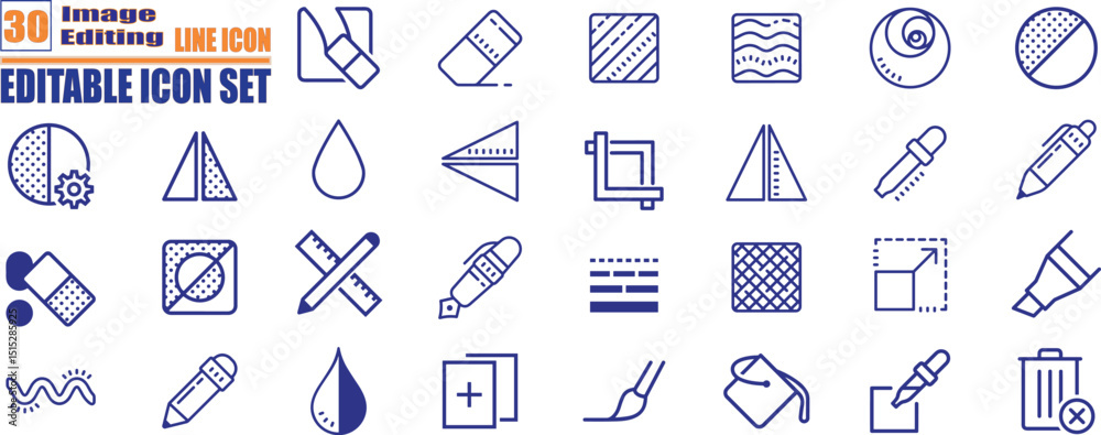 Fototapete set of 30 outline icons related to image editing . linear icon collection. editable stroke. vector i