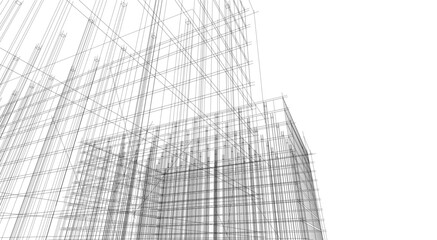 Architecture building 3d rendering. Concept sketch.