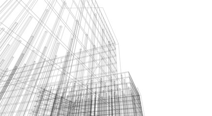 Architecture building 3d rendering. Concept sketch.