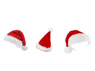 Three Festive Santa Hats PNG