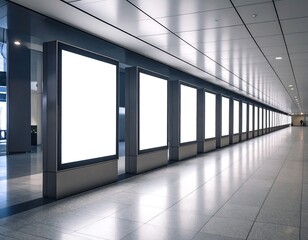 Obraz premium Empty digital billboards in a modern hallway