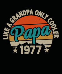 Vintage Papa T-Shirt, Retro Sunset Grandpa Gift, Cool Papa Graphic Tee, Father's Day Present, Casual Family Apparel 1977