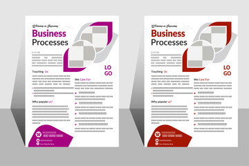 Business Processes Flyer: A modern business processes flyer showcasing two design options with clean layouts, geometric elements, and customizable sections for content.