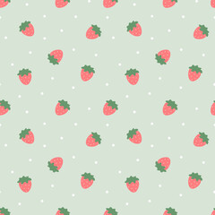 Minimal Strawberry Dot Pattern in Soft Green