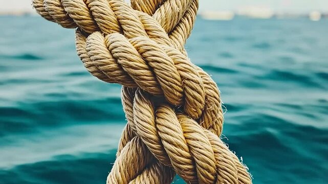 Close-up of intertwined nautical ropes