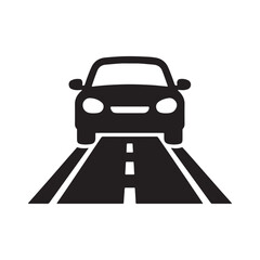 Car Driving on a Two-Lane Road: Simple Icon Graphic