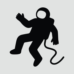 Silhouette of astronaut floating in space bold black shape Vector Illustration