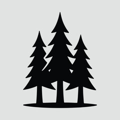 Silhouette of minimalist forest with pine trees Vector Illustration