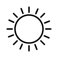Sun outline icon. Weather icon isolated on white background. Transparent background, minimalist symbol. Vector images