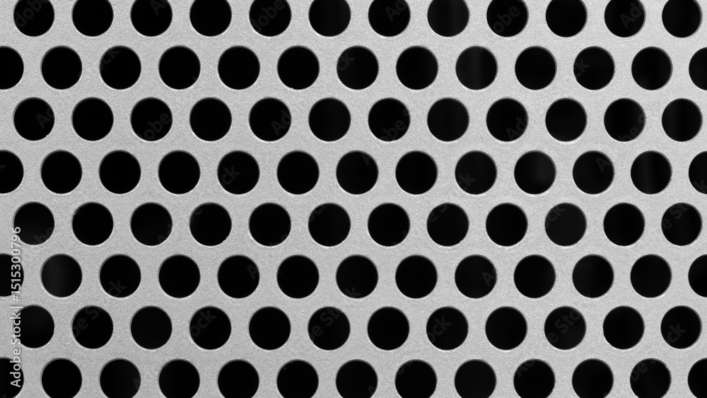Aufkleber A close-up of a metal mesh with many small holes. holes are evenly distributed and mesh is silver in color abstract texture background for template pages and banners