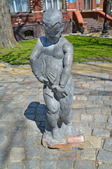 ZELENOGRADSK, RUSSIA.  Sculpture "Boy with Fish" (early XX century). Kaliningrad region
