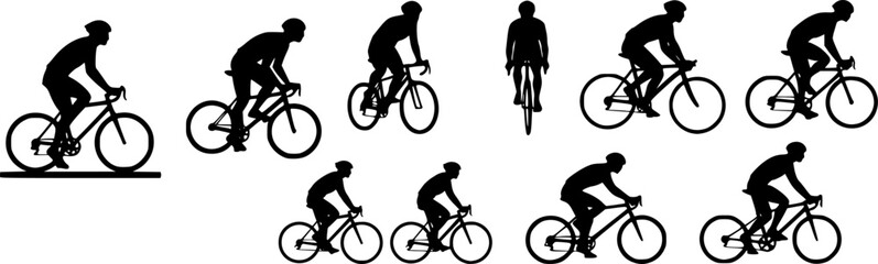 Fototapeta premium high quality race bicyclist silhouette - vector. Transparent background PNG, cutout 