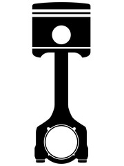 Silhouette of an engine piston with a connecting rod.