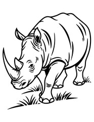 Rhino Linocut Images, Stock and Simple Silhouette Illustrations, & Black Vector