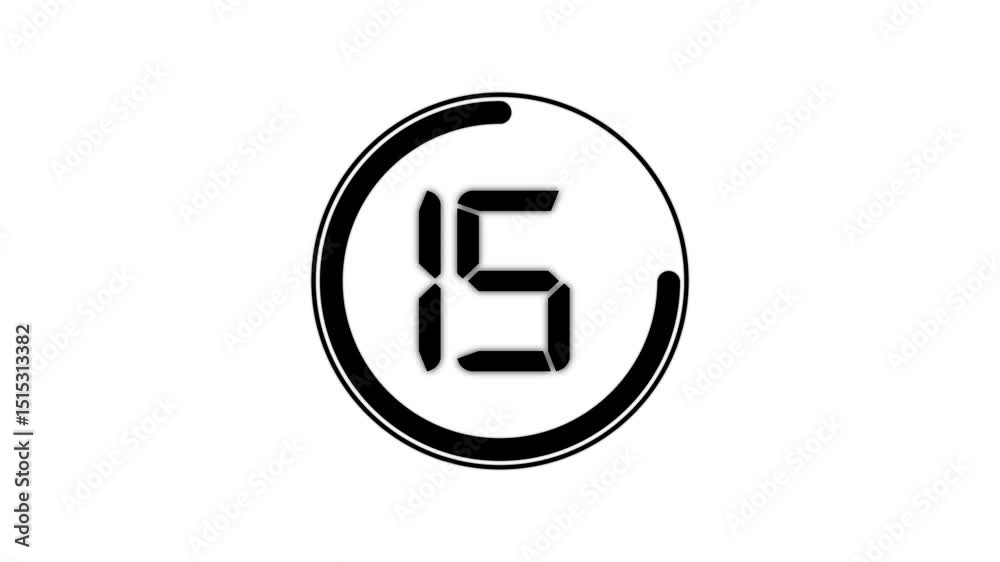Wall mural round circle countdown timer 20 seconds animation from 20 to 0 seconds, round circle 20 seconds coun