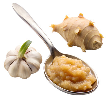 ginger garlic paste in steel spoon