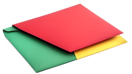 Fototapeta premium Colorful Trifold Envelope Mockup Red Green Yellow