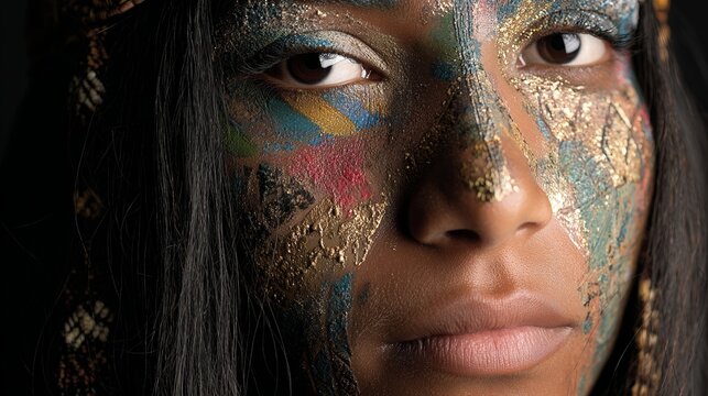 Portrait of a Native Brazilian Woman from an indigenous Amazonian tribe