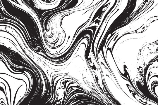 Black and White Marble Swirl Abstract