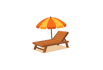 Vector illustration of a cartoon sun lounger with an umbrella
