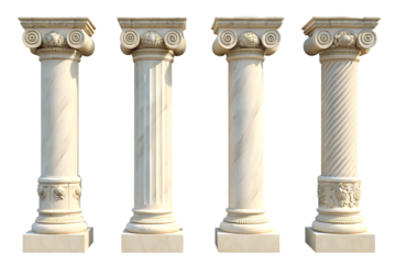 Greek columns isolated  on white background PNG