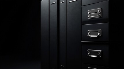 Fototapeta premium Stack of locked file folders labeled confidential high detail paper texture shadows