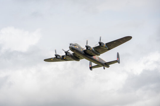 Avro Lancaster departing Hawarden airport in celebration of its 80th birthday