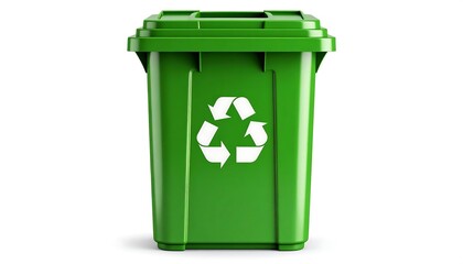 Green Recycling Bin Isolated.