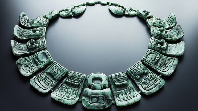 A ceremonial Mayan jade necklace reflecting ancient beliefs in immortality and feminine energy 