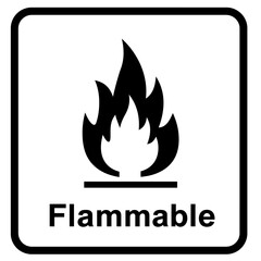 Black Vector Warning sign depicts fire indicating a flammable hazard danger safety caution symbol in black and
