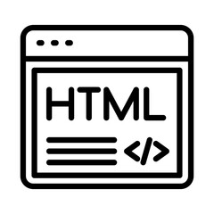 Html web development outline icon. Web development icon isolated on white background. Transparent background, minimalist symbol. Vector images