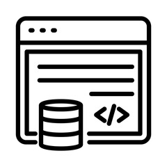 Web database development outline icon. Web development icon isolated on white background. Transparent background, minimalist symbol. Vector images