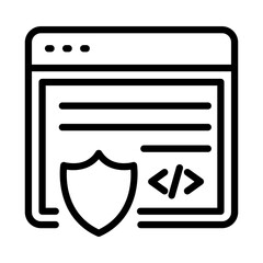 Web security development outline icon. Web development icon isolated on white background. Transparent background, minimalist symbol. Vector images