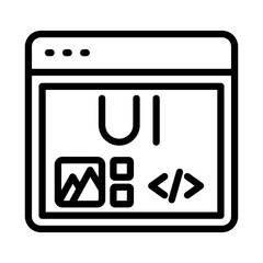UI web outline icon. Web development icon isolated on white background. Transparent background, minimalist symbol. Vector images