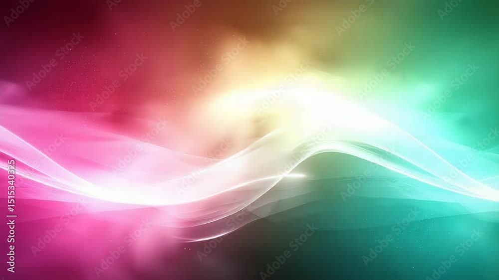 Poster A colorful abstract wave of light flows across a starry, cosmic background in soft gradient hues.