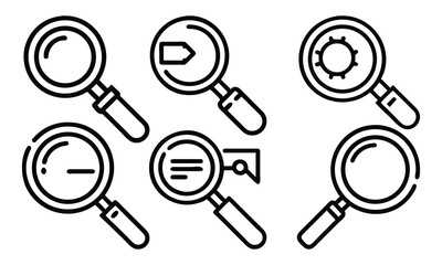 Vector magnifying glass icon set for search and zoom