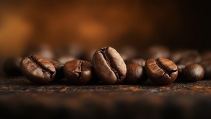 Fototapeta premium Rich Aromatic Coffee Beans A Close-Up View of Roasted Coffee Beans