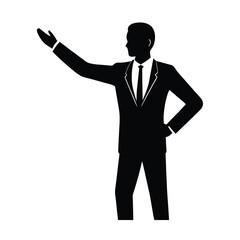Businessman Presenting Silhouette in Black and White