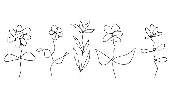 Set of monoline flowers