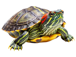 Fototapeta premium red eared turtle pet isolated on white background ,PNG
