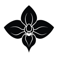 orchid flower icon with unique petal patterns silhouette vector illustration on white background